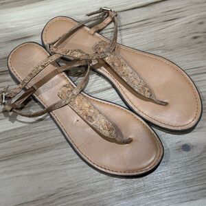 J.Crew Cork T-Strap Sandals Tan Women’s 9.5
